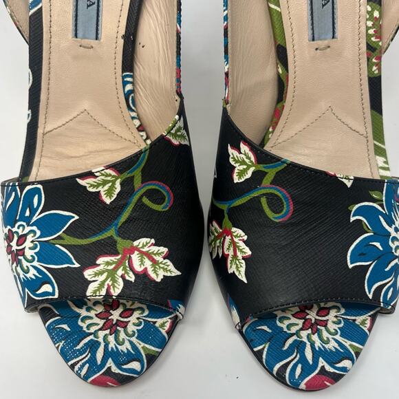 Prada Floral Leather Slingback Shoes - Picture 7 of 13